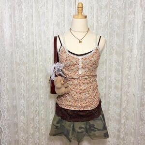 Y2K Old Navy Floral Lace Trim Cami Top Size Medium Boho Cottage Grunge